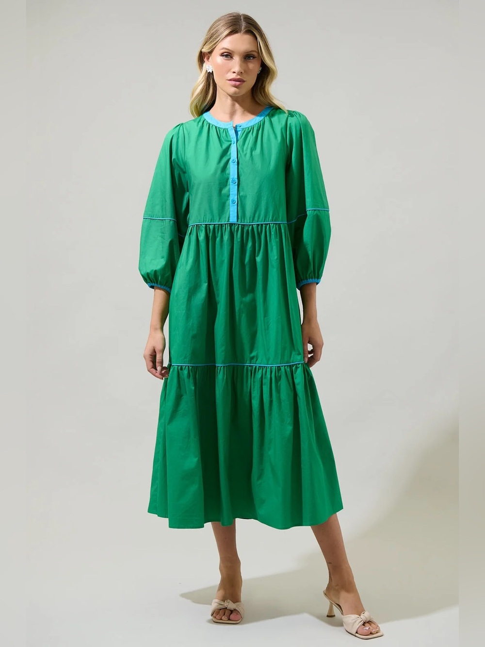 Sugarlips - Saddy Long Sleeve Button Up Midi Dress - Like New